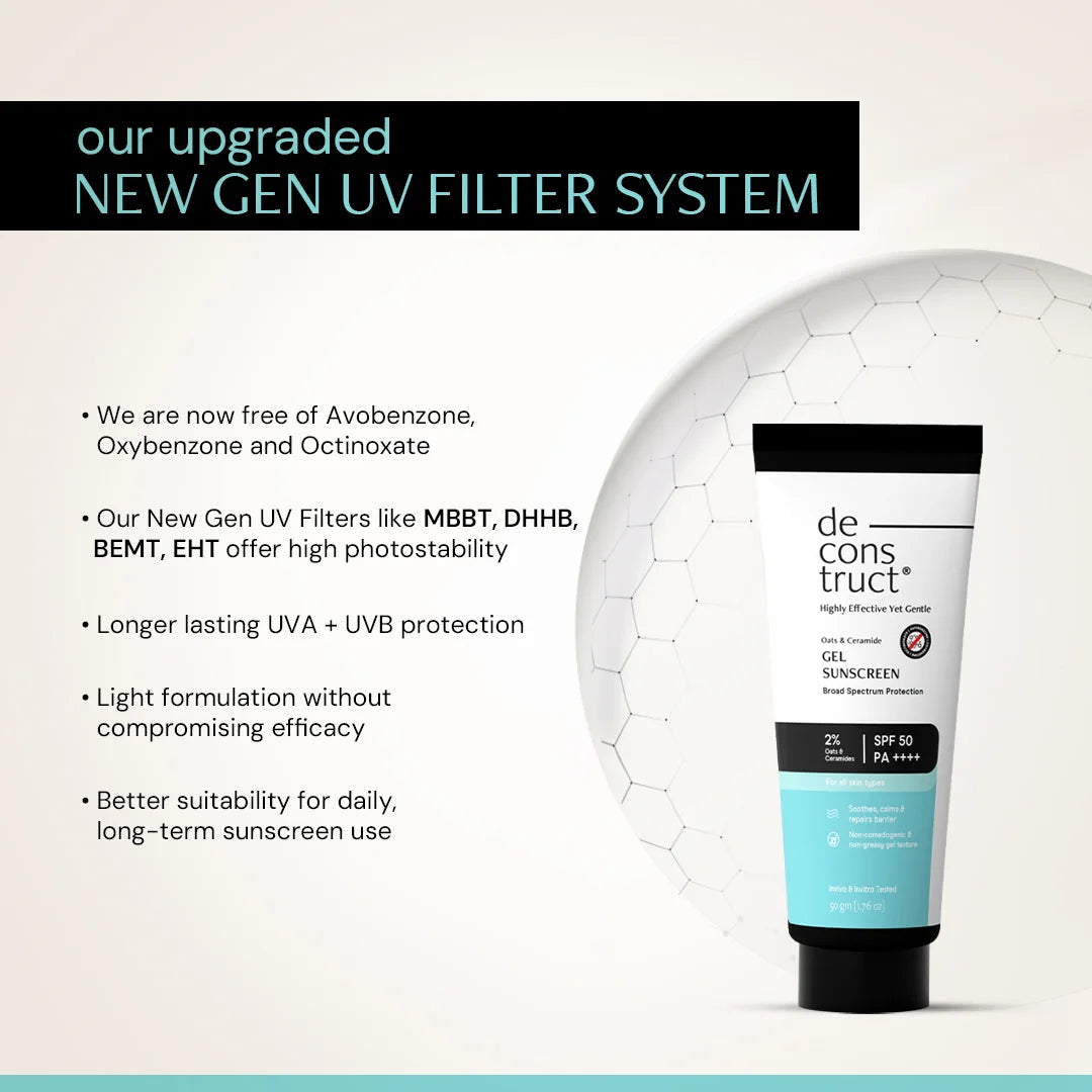 Oats & Ceramide Gel Sunscreen SPF 50 PA++++ for Sensitive Skin | In-Vivo Tested