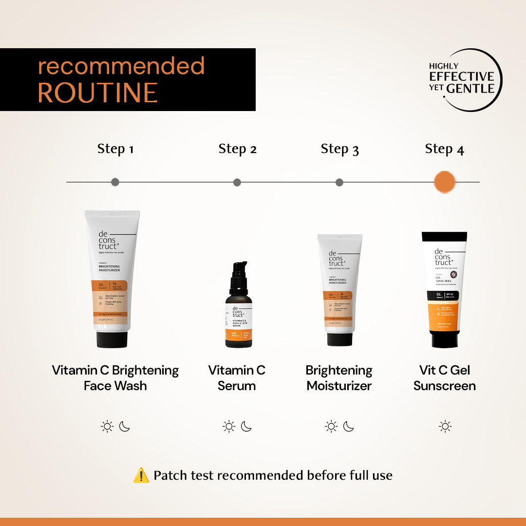 5% Vitamin C Gel Sunscreen for Oily Skin - SPF 50 PA++++ | Brightens skin tone | Photostable Sunscreen with 4 New Gen UV Filters | Long Lasting | Lightweight | In-Vivo Tested