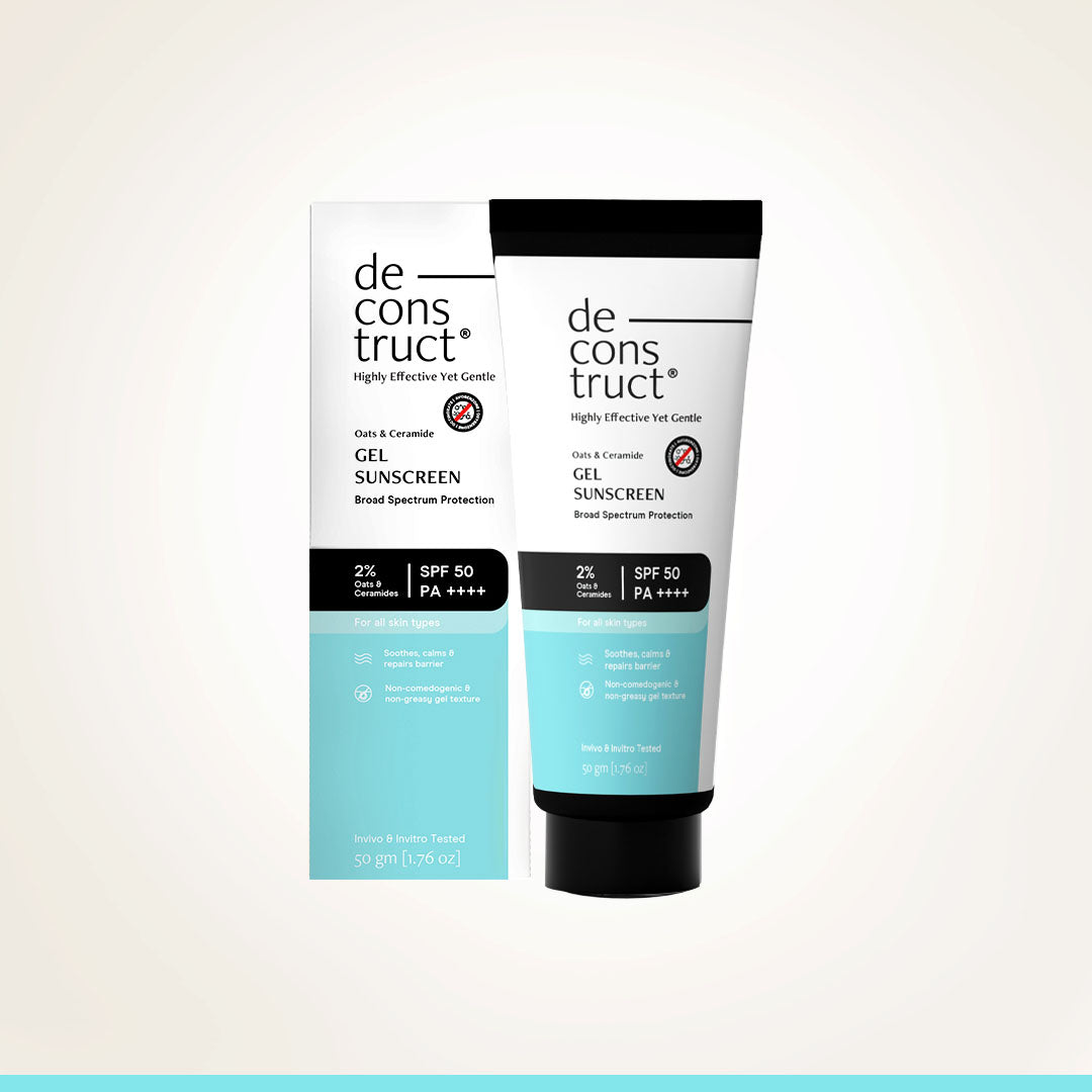 Oats and Ceramide Gel Sunscreen for Sensitive Skin - SPF 50 PA++++ | Barrier Repair & Soothing Care | Photostable Sunscreen with 4 New Gen UV Filters | Long Lasting | In-Vivo Tested