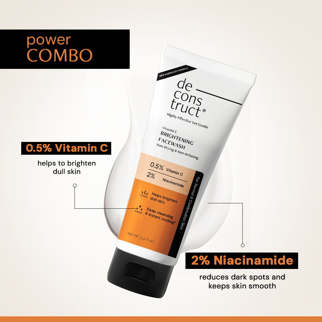 Vitamin C Brightening Face Wash – 0.5% Vitamin C + 2% Niacinamide | Brightens Dull Skin & Reduce dark spots | Non-Drying & Non - Irritating Formula