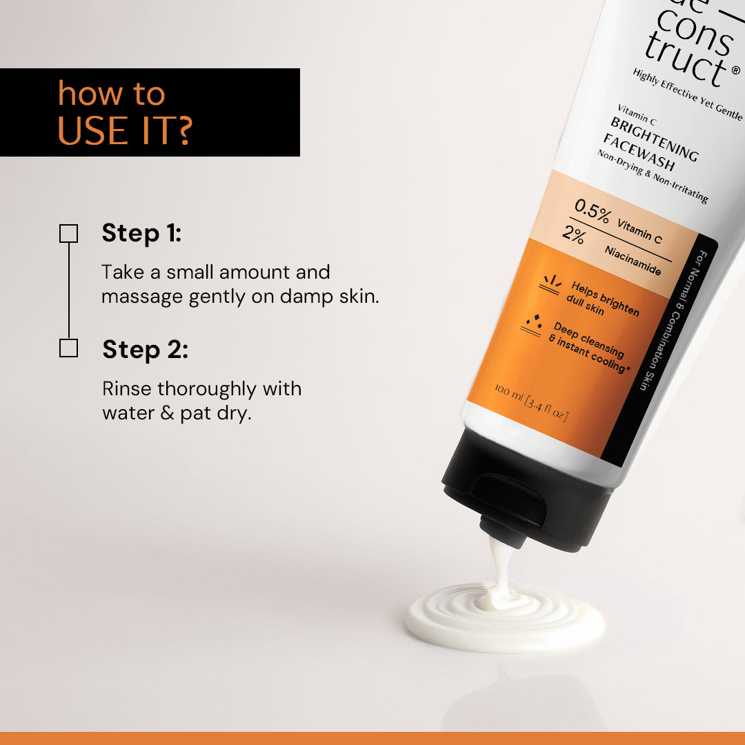 Vitamin C Brightening Face Wash – 0.5% Vitamin C + 2% Niacinamide | Brightens Dull Skin & Reduce dark spots | Non-Drying & Non - Irritating Formula