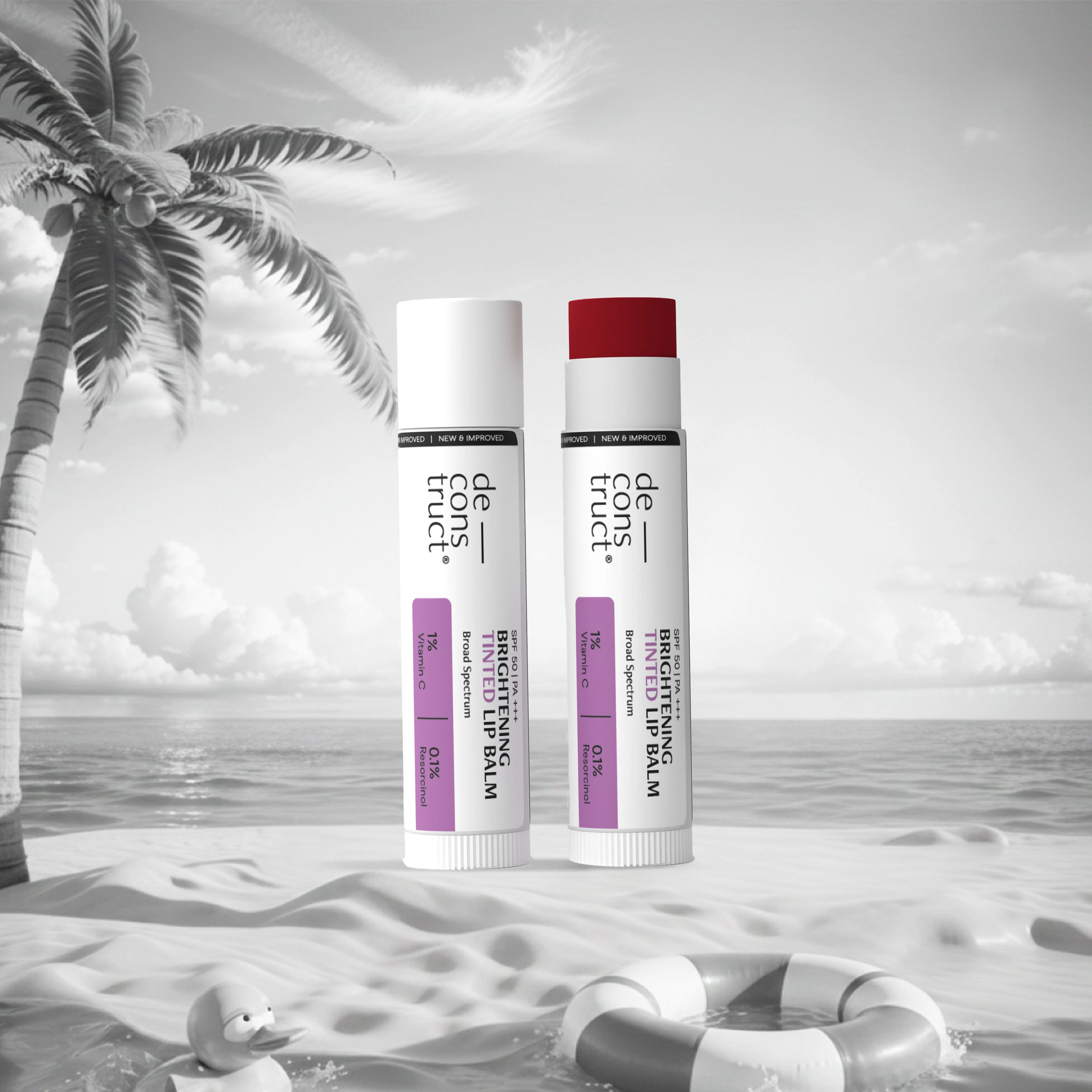 Brightening Tinted Lip Balm With SPF 50 For Dark Lips with 1% Vitamin C & 0.1 Resorcinol (Pack of 2)