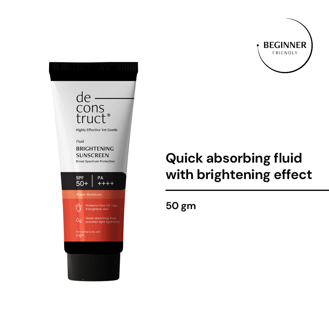 Fluid Brightening Sunscreen with spf 50+ - Prevents Tanning &amp; Provides a Brightening effect - 50GM