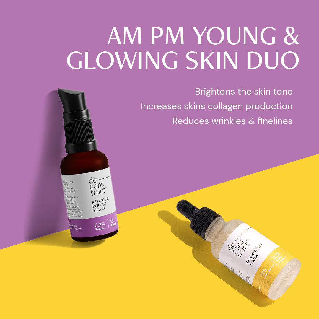 Daily AM PM Young &amp; Glowing Skin Duo- Brightening Serum + Retinol &amp; Peptide Serum