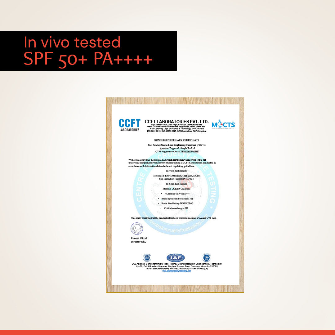 Fluid Brightening Sunscreen SPF 50+ PA++++ | Lightweight, Water-Resistant, No White Cast | For All Skin Types | In- Vivo Tested