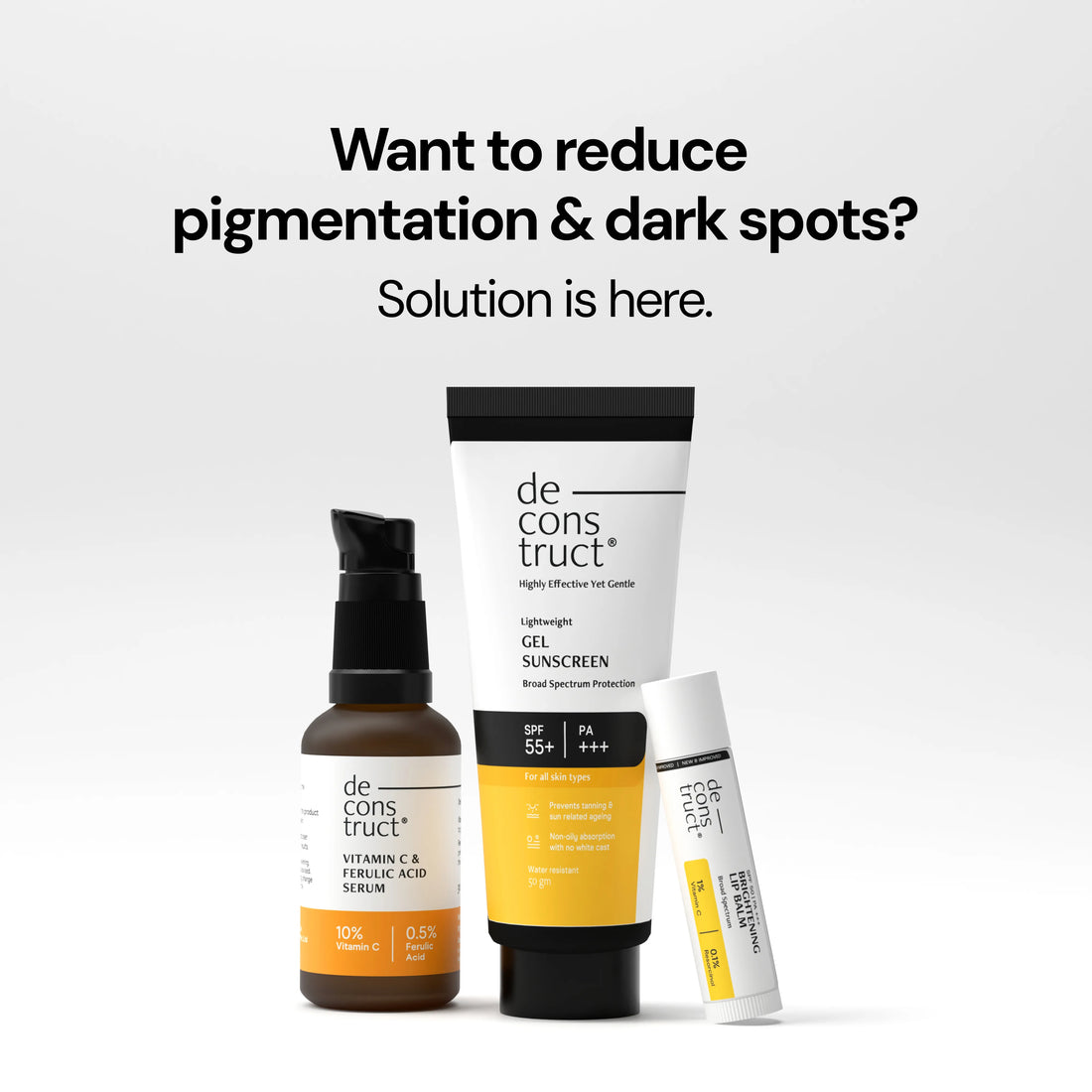 Daily Brightening Shield Trio - Vitamin C Serum + Gel Sunscreen + Brightening Lip Balm