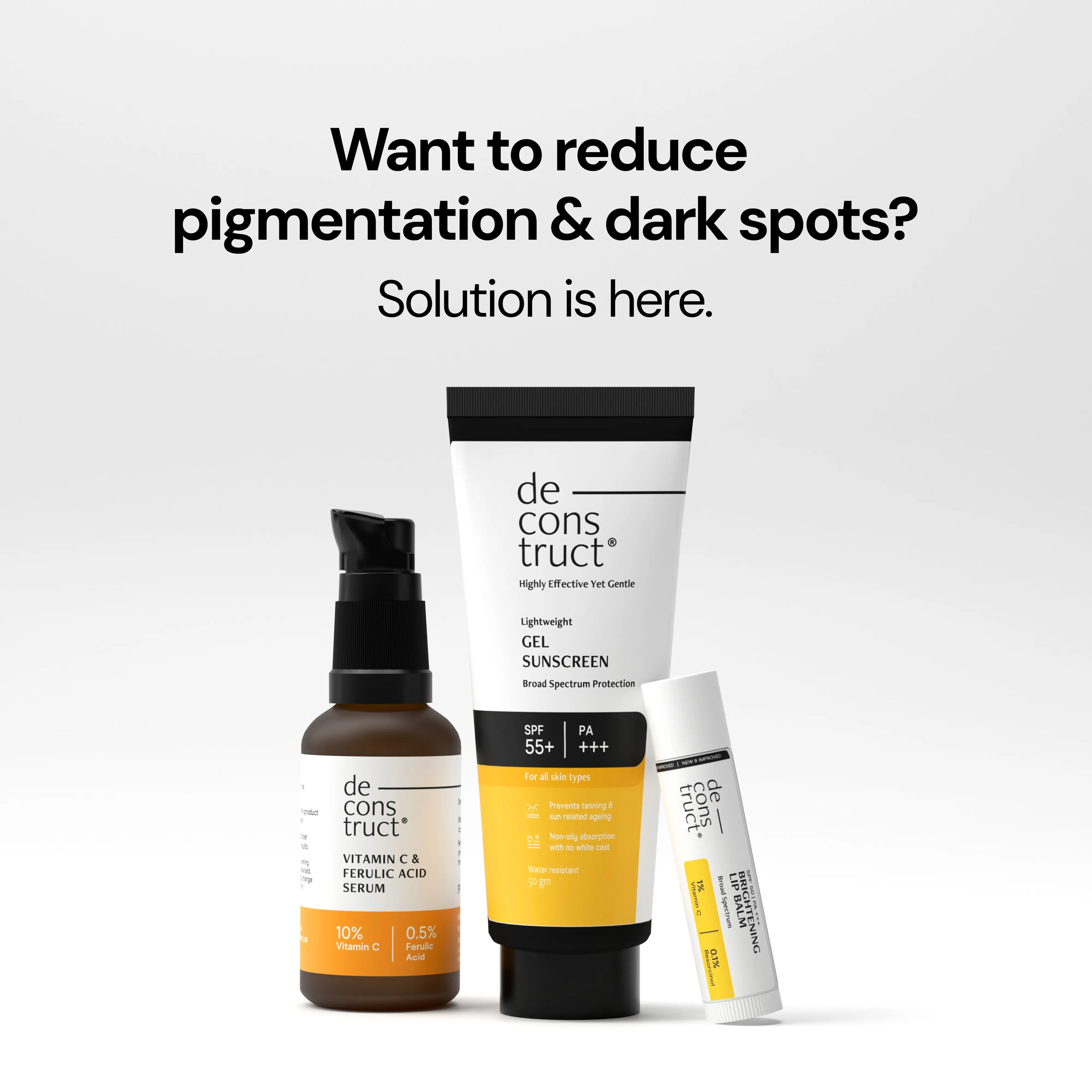 Daily Brightening Shield Trio - Vitamin C Serum + Gel Sunscreen + Brightening Lip Balm