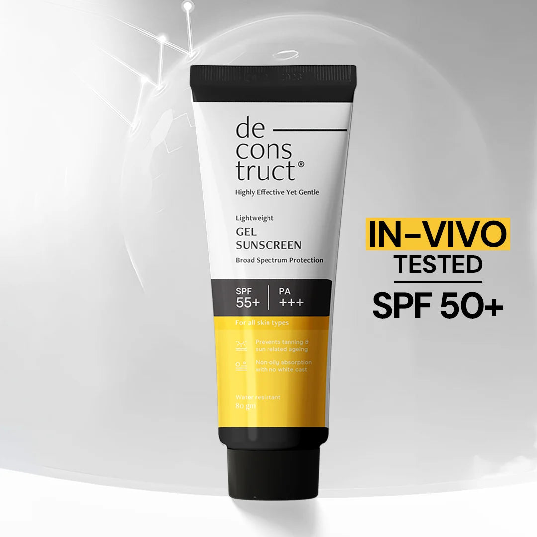 Gel Sunscreen for Oily Skin - SPF 55+ and PA+++ | Lightweight, Non - greasy Water Resistant | In -Vivo Tested (80 Gms)