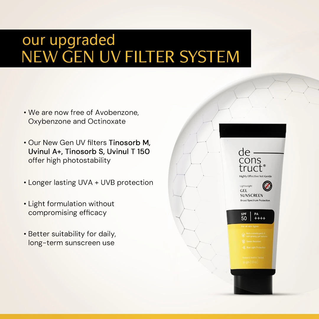 Gel Sunscreen for Oily Skin - SPF 50 PA++++ | 100% Photostable Sunscreen with 4 New Gen UV Filters | Long Lasting | Lightweight, Airy, Non-greasy | In-Vivo Tested