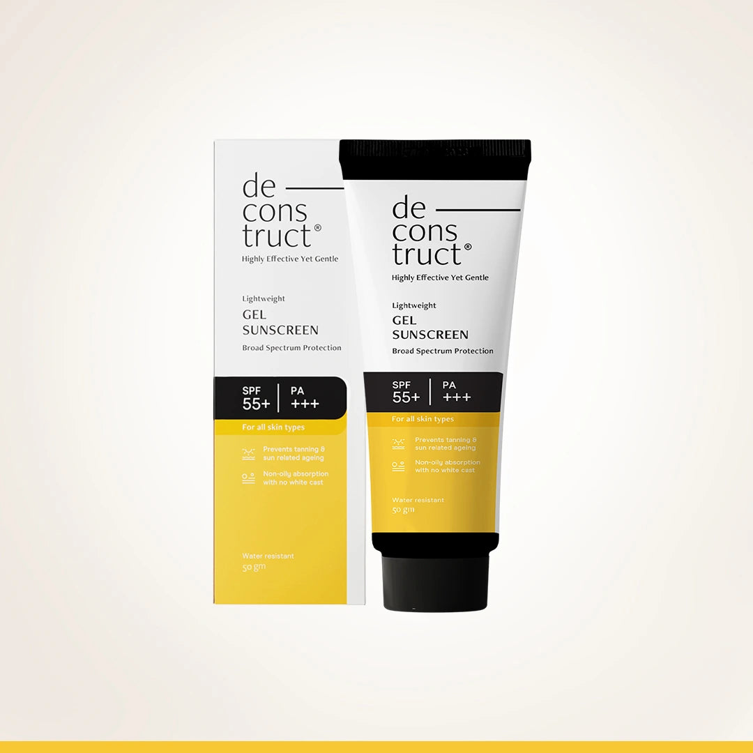 Gel Sunscreen for Oily Skin - SPF 55+ and PA+++ | Lightweight, Non - greasy Water Resistant | In-Vivo Tested (50 Gms)