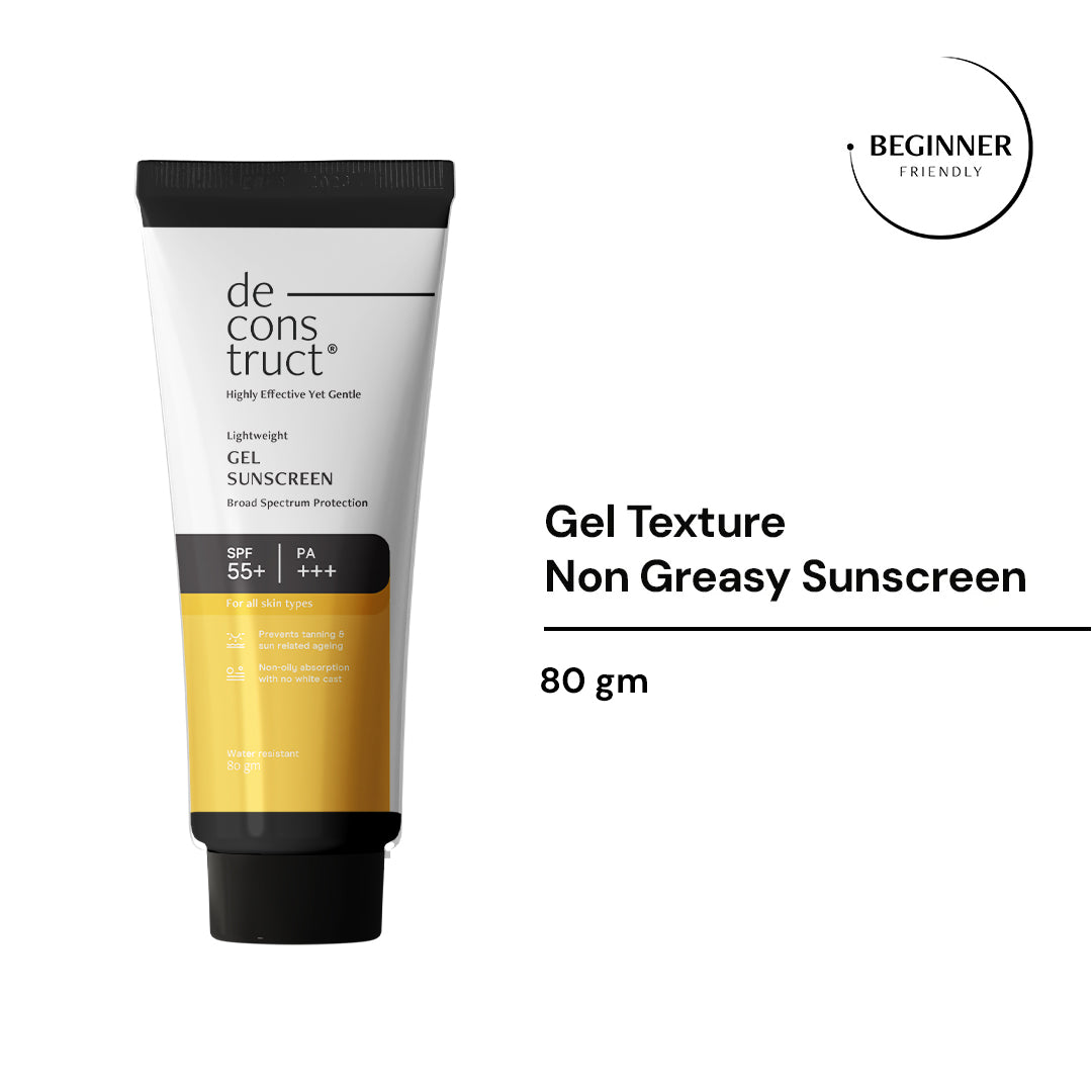Gel Sunscreen for Oily Skin - SPF 55+ and PA+++ | Water Resistant Sunscreen (80 gm)
