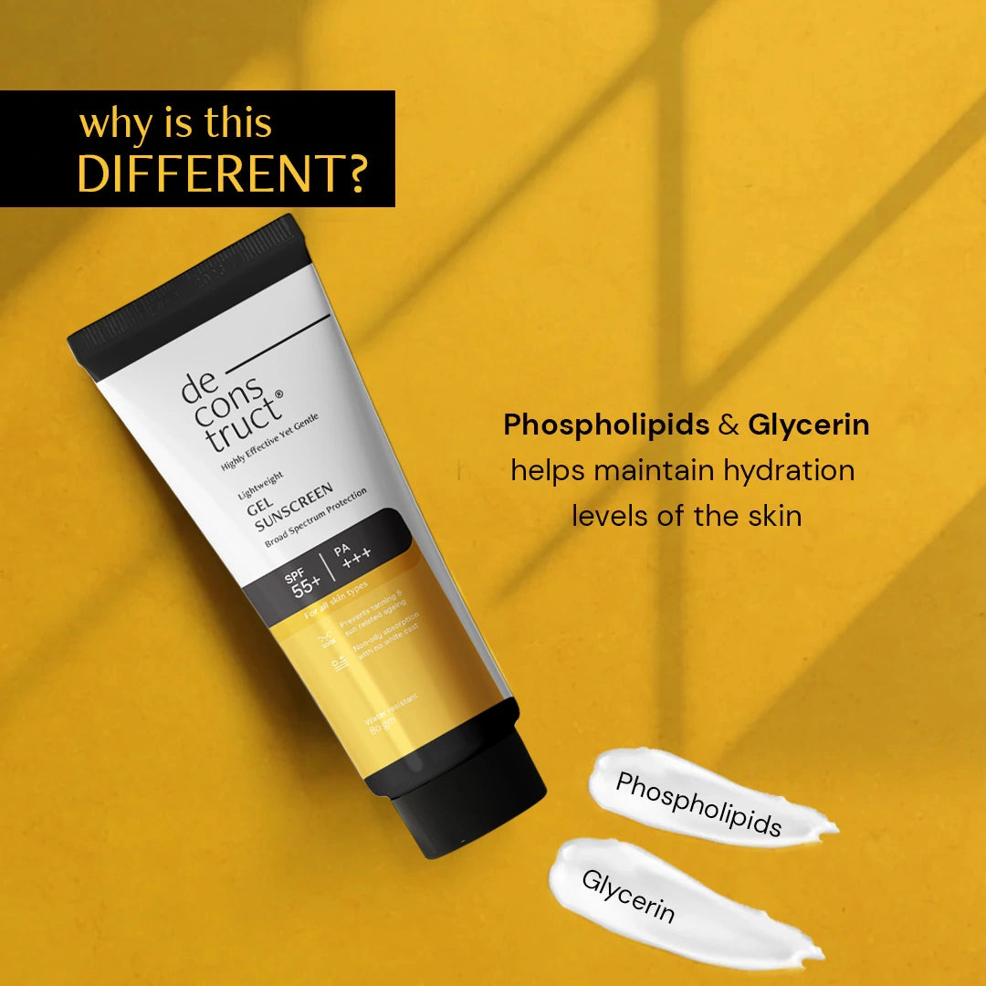 Gel Sunscreen for Oily Skin - SPF 55+ and PA+++ | Lightweight, Non - greasy Water Resistant | In -Vivo Tested (80 Gms)