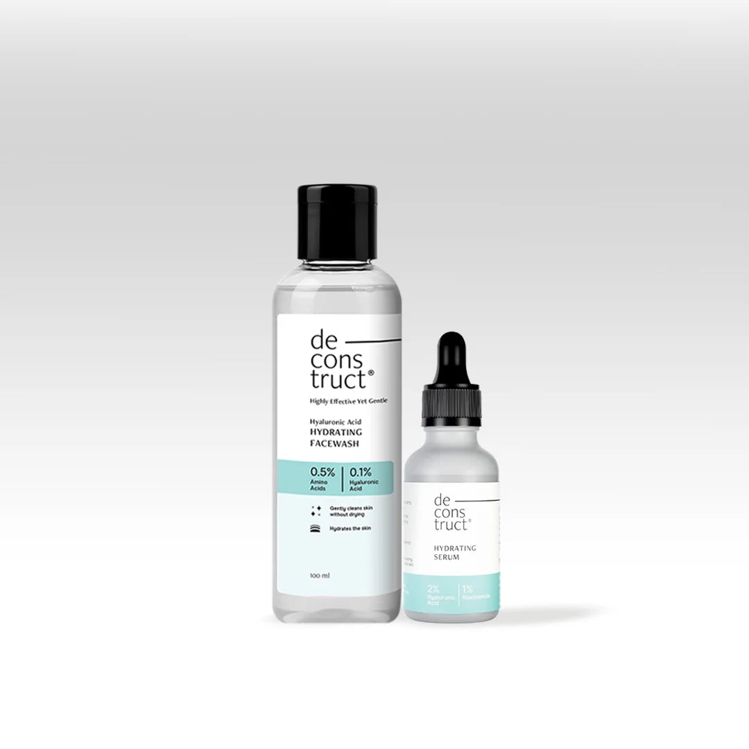 Hyaluronic Acid Hydrating Face Wash + 2% Hyaluronic Acid & 1% Niacinamide Serum | Oil-Free Deep Hydration Combo