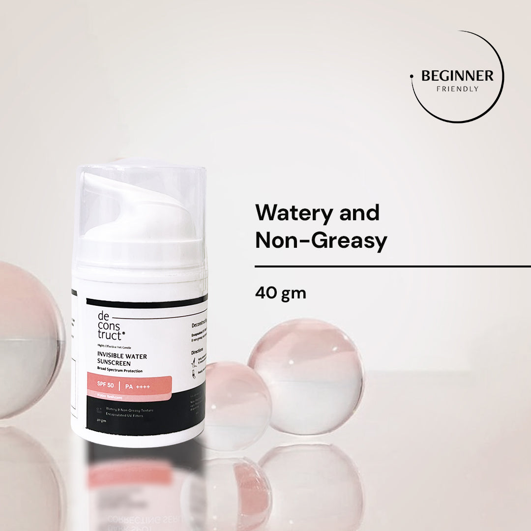 Invisible Water Sunscreen SPF 50 PA+++ | Instant Cooling & Freshness | Upto 80 Min Water-Resistant