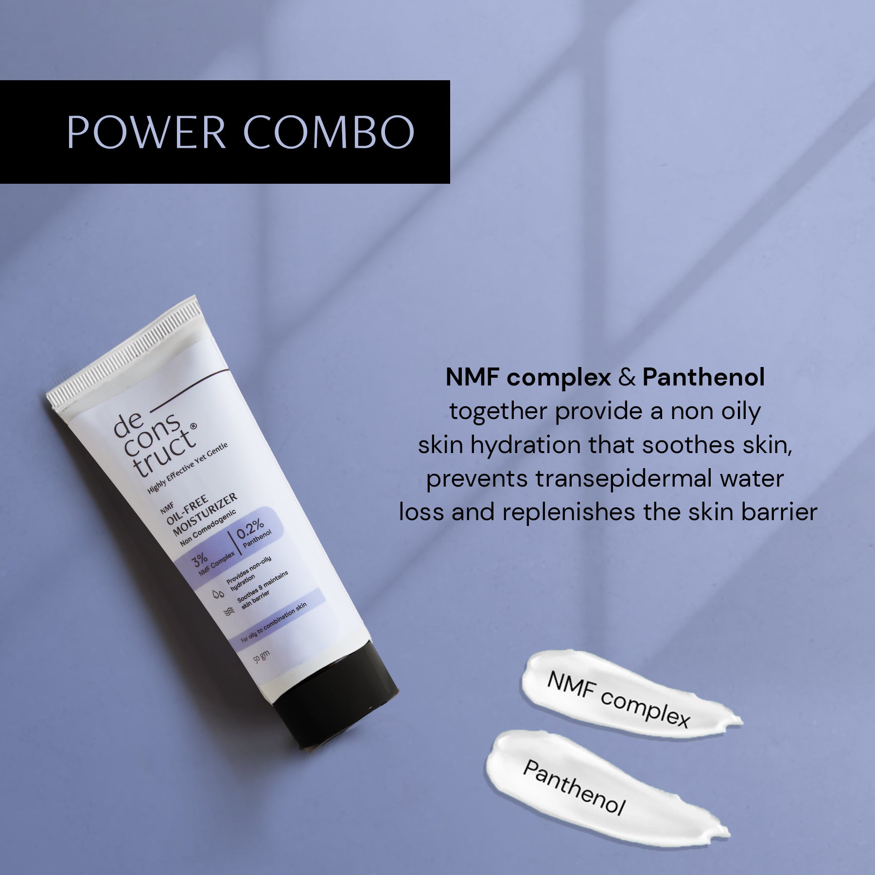 Oil-Free Moisturizer for Oily Skin - 3% NMF Complex + 0.2% Panthenol | Non Sticky, Fast absorbing | 72 Hr Hydration