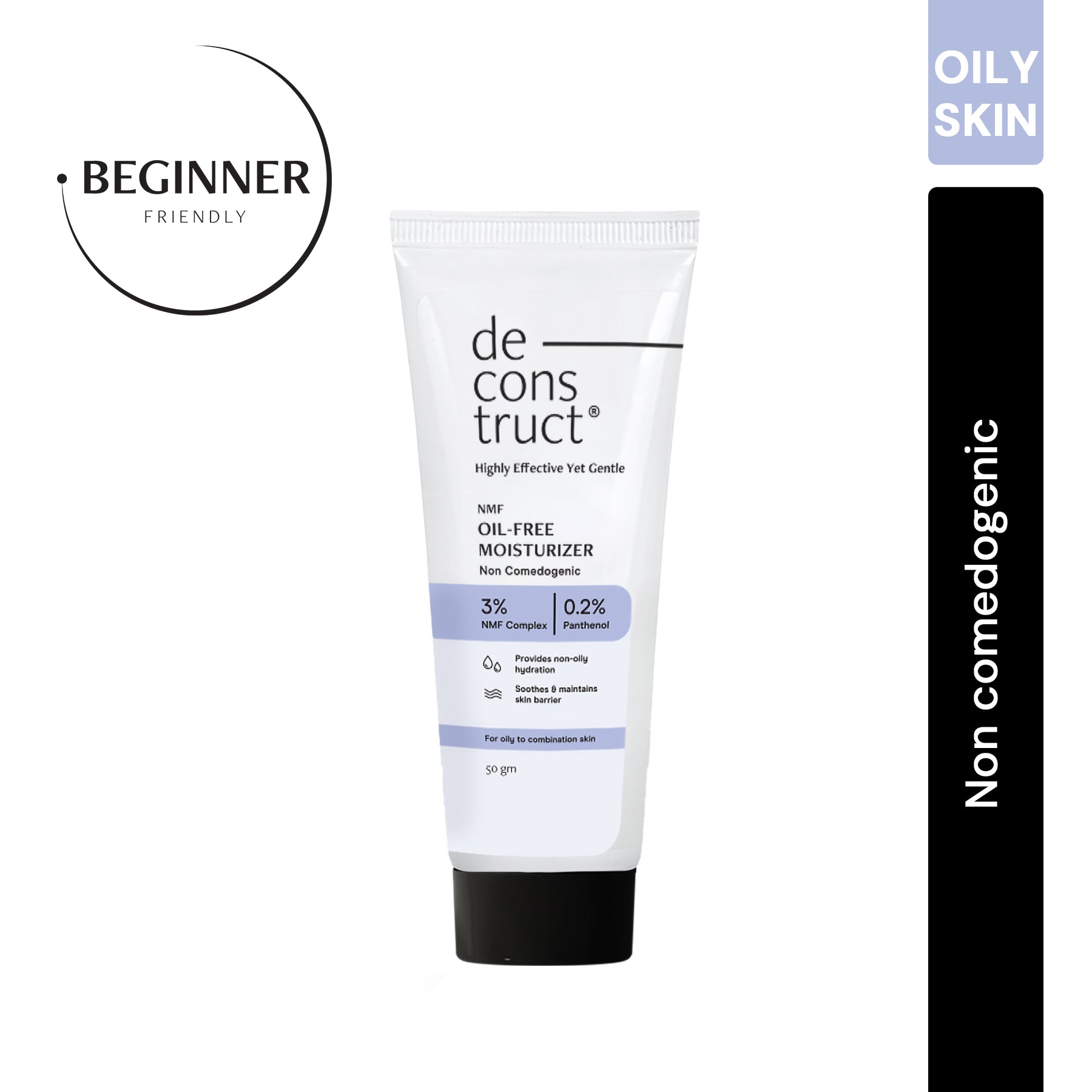 Oil-Free Moisturizer for Oily Skin - 3% NMF Complex + 0.2% Panthenol | Non Sticky, Fast absorbing | 72 Hr Hydration