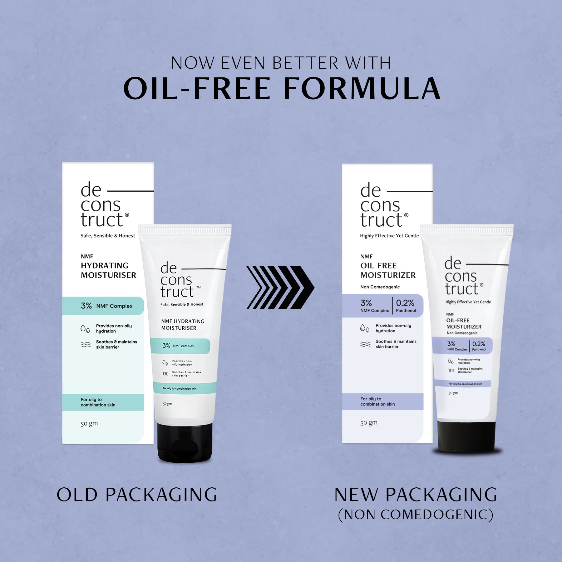 Oil-Free Moisturizer for Oily Skin - 3% NMF Complex + 0.2% Panthenol | Non Sticky, Fast absorbing | 72 Hr Hydration