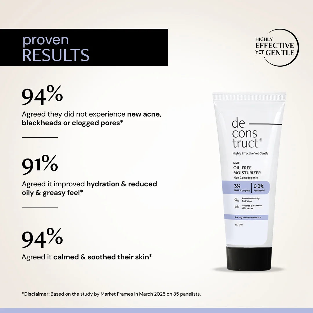 Oil-Free Moisturizer for Oily Skin - 3% NMF Complex + 0.2% Panthenol | Non Sticky, Fast absorbing | 72 Hr Hydration