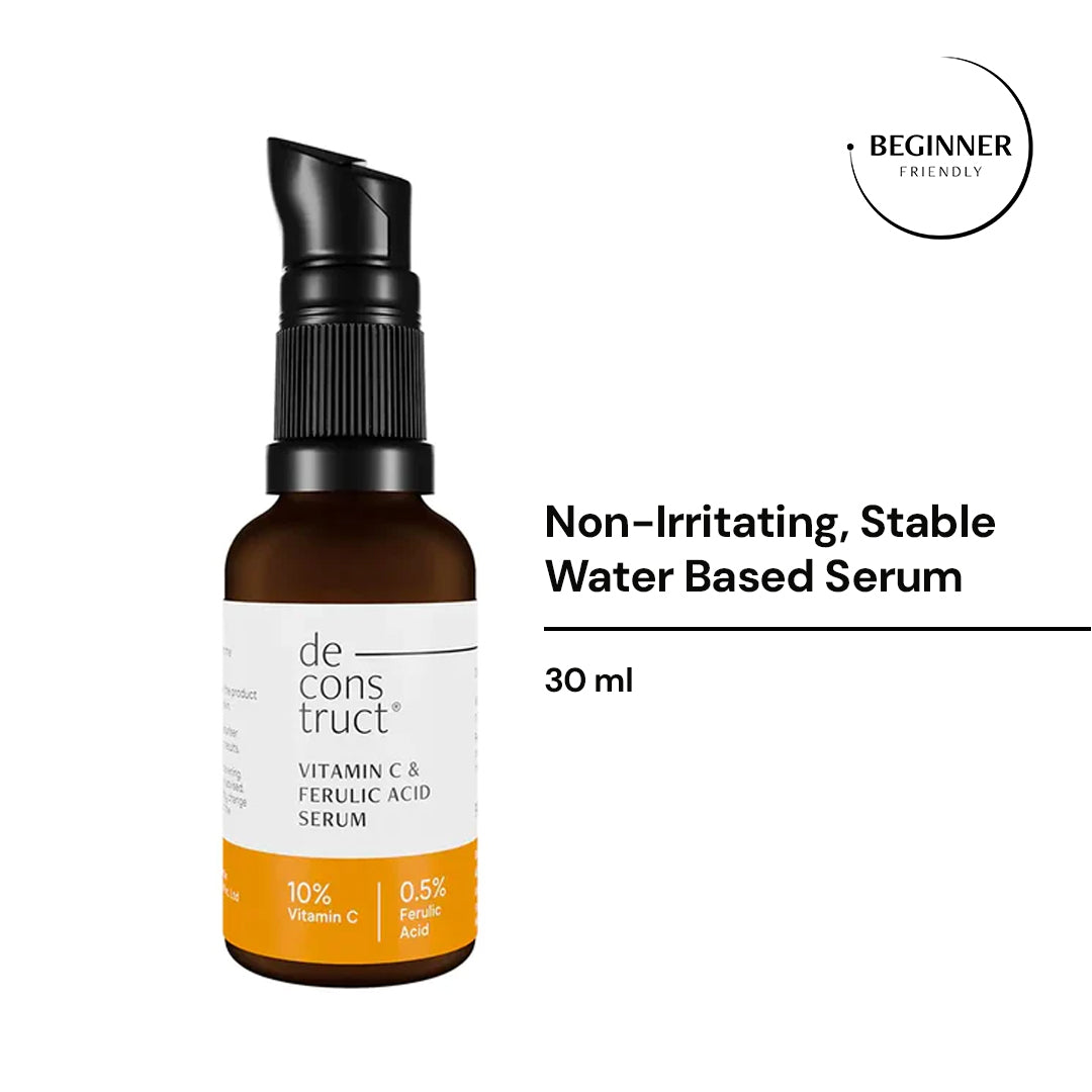 Vitamin C Serum For Face - 10% Vitamin C + 0.5 % Ferulic Acid | Non-Irritating , Non-Sticky