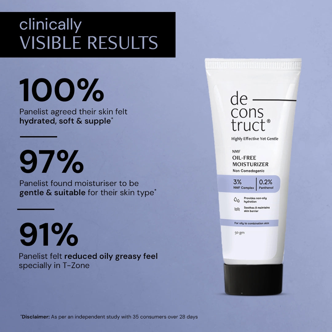 Oil-Free Moisturizer for Oily Skin - 3% NMF Complex + 0.2% Panthenol | Non Sticky, Fast absorbing | 72 Hr Hydration