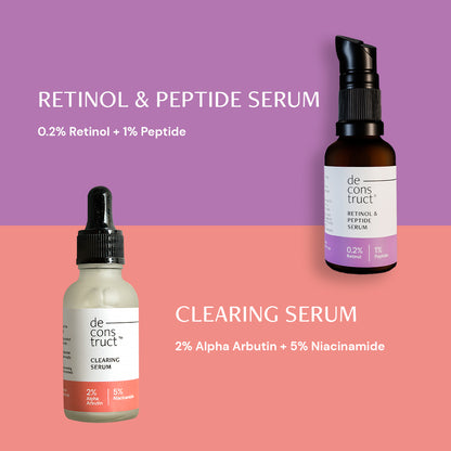 Daily AM PM Young &amp; Clear Skin Duo- Clearing Serum + Retinol &amp; Peptide Serum