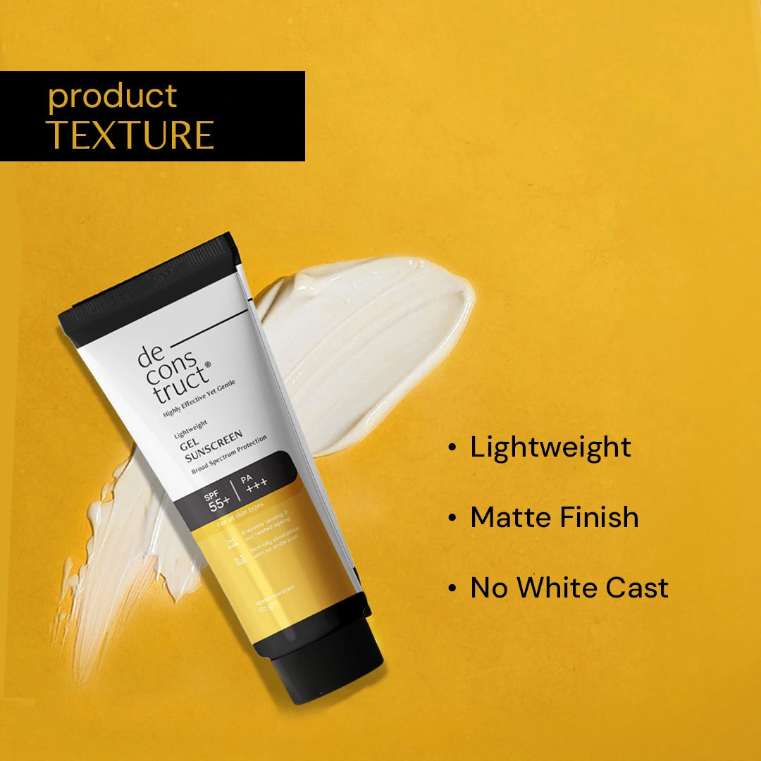 Gel Sunscreen for Oily Skin - SPF 55+ and PA+++ | Lightweight, Non - greasy Water Resistant | In -Vivo Tested (80 Gms)