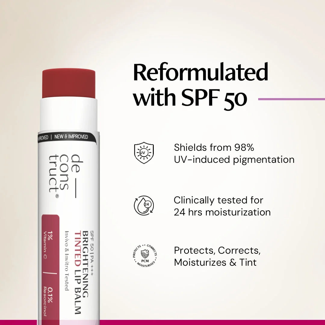 Brightening Tinted Lip Balm With SPF 50 For Dark Lips with 1% Vitamin C & 0.1 Resorcinol (Pack of 2)