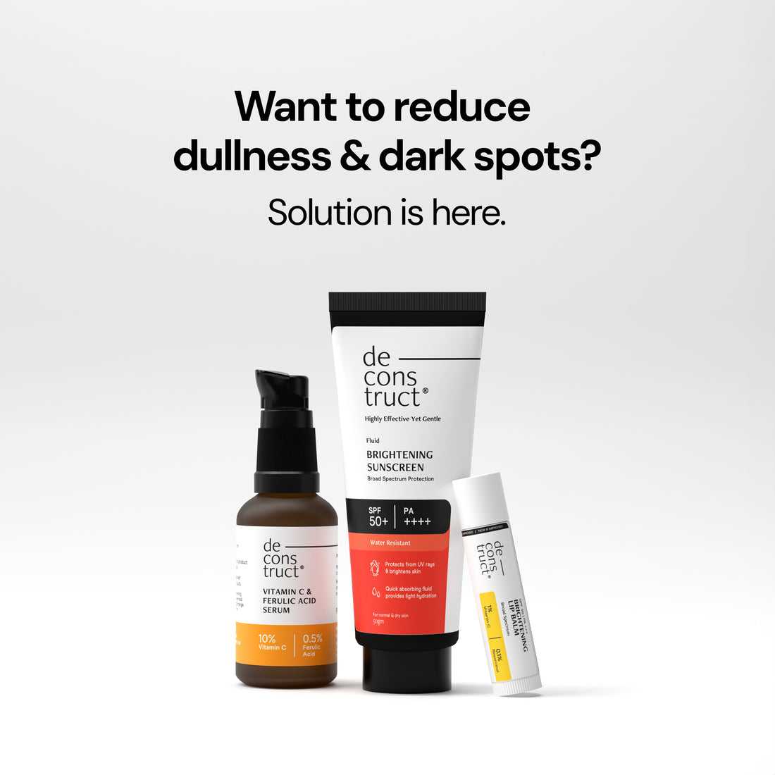 Bestseller Trio: Fluid Brightening Sunscreen + Vitamin C Serum + Brightening Lip Balm