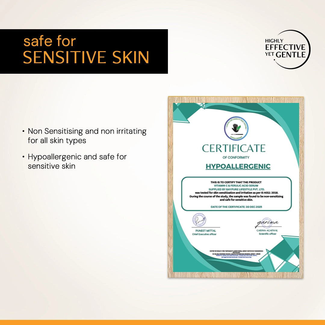 certificate for hypoallergenic and safe for sensitive skin test