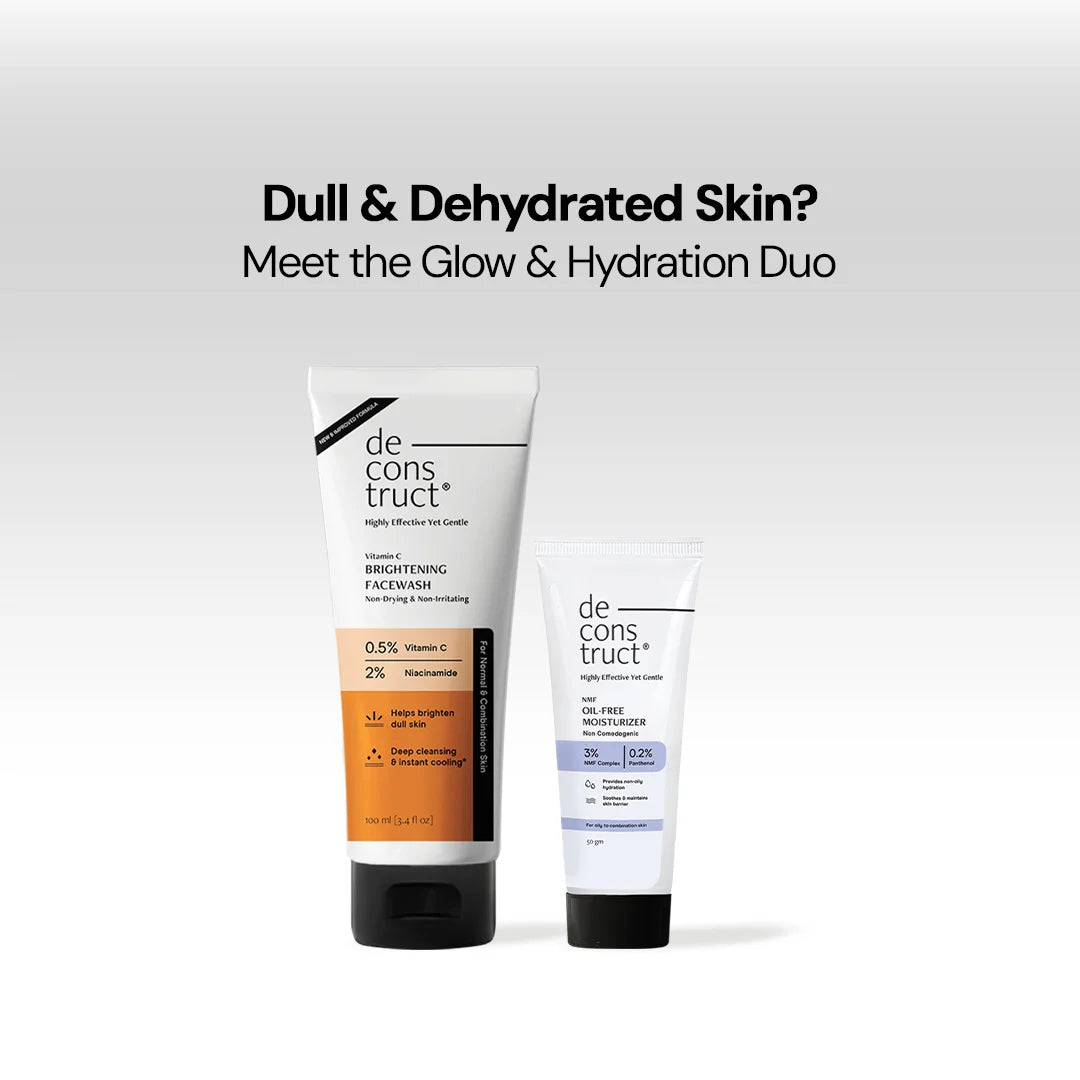 Vitamin C Brightening Face Wash + Oil-Free NMF Moisturiser | Hydration + Brightening Duo for Oily Skin