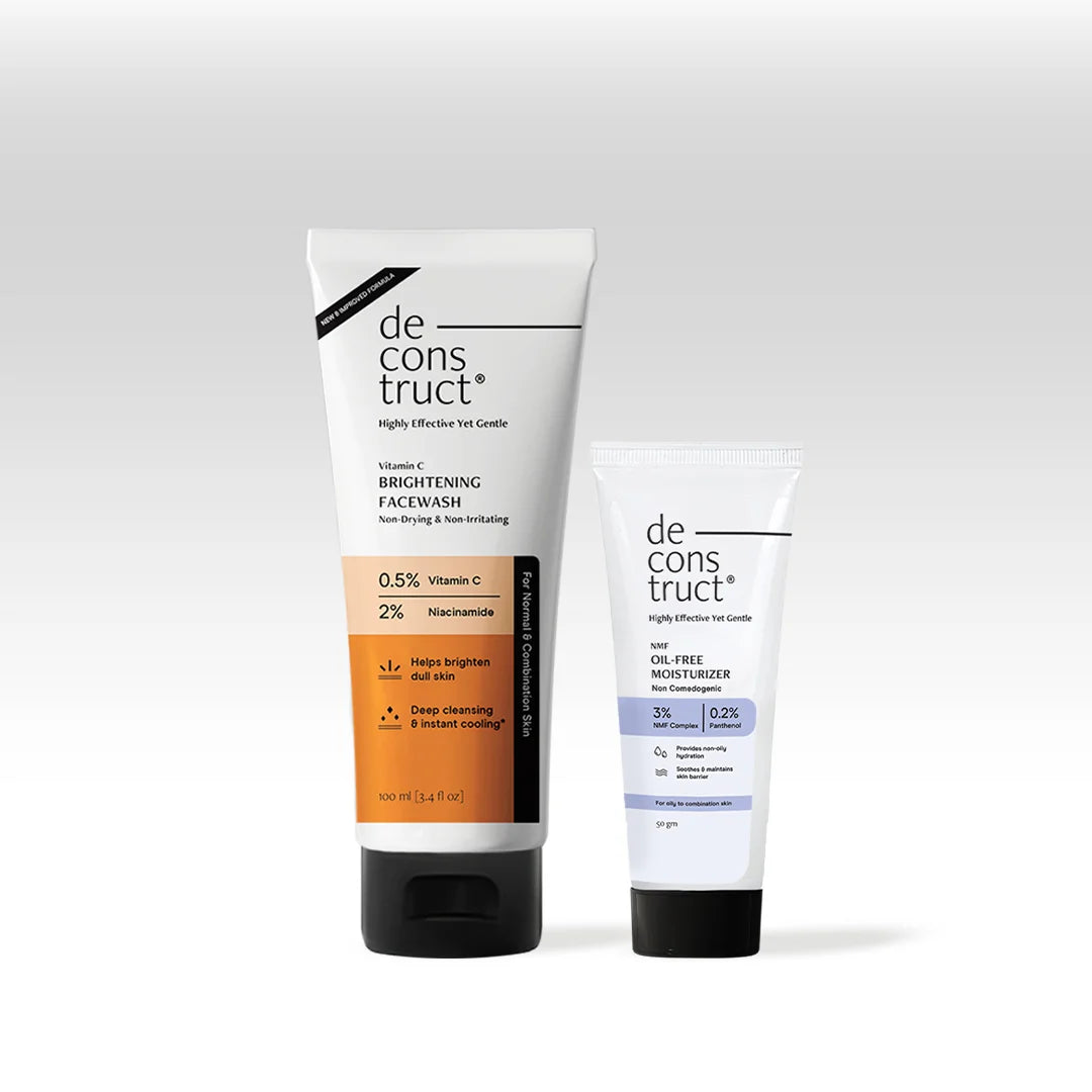 Vitamin C Brightening Face Wash + Oil-Free NMF Moisturiser | Hydration + Brightening Duo for Oily Skin
