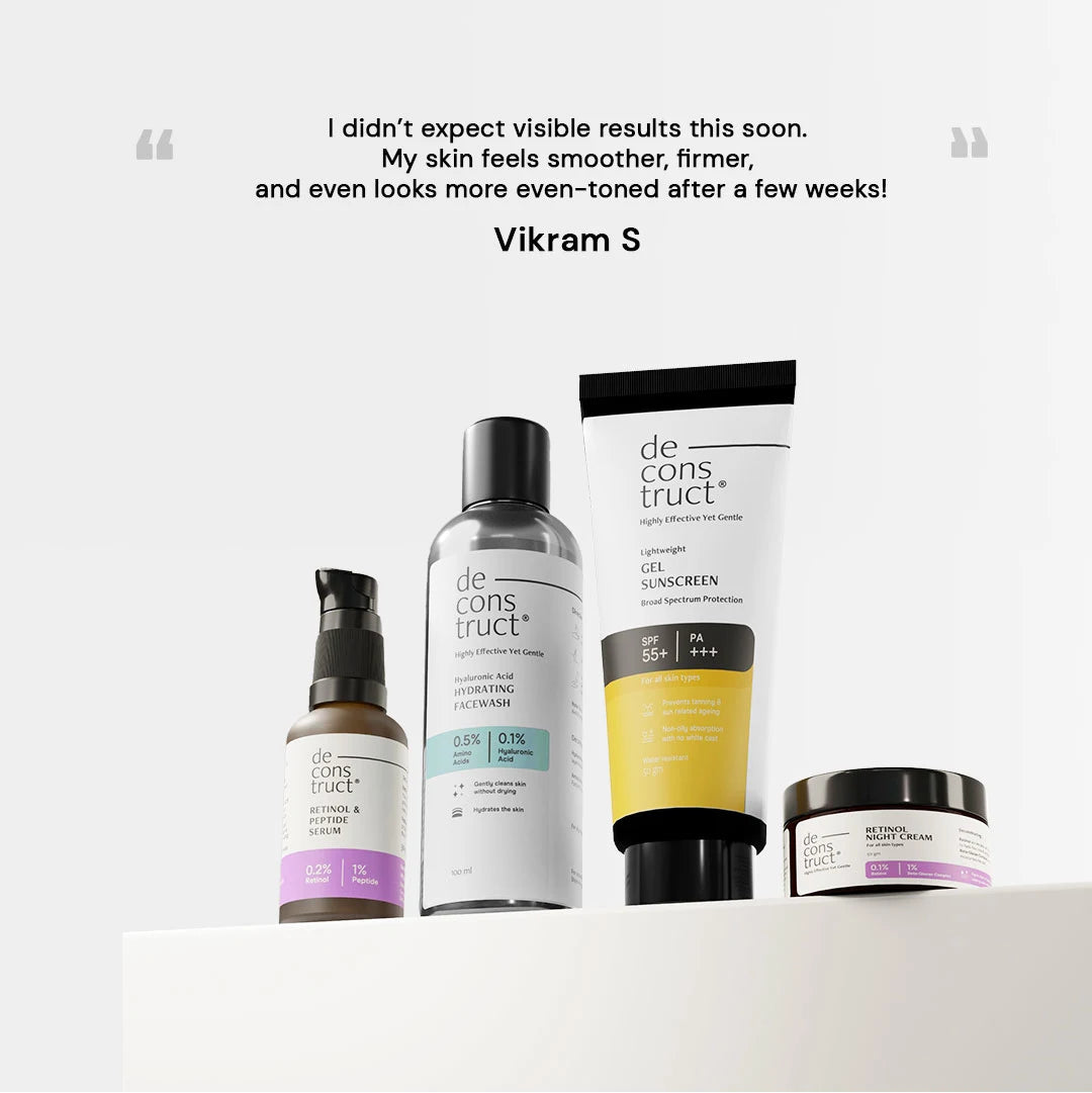 Anti Aging Skin Care PM Routine Kit | Visibly Reduces Aging Signs | Smoother, Younger Skin | Dermat Approved Routine For Men & Women