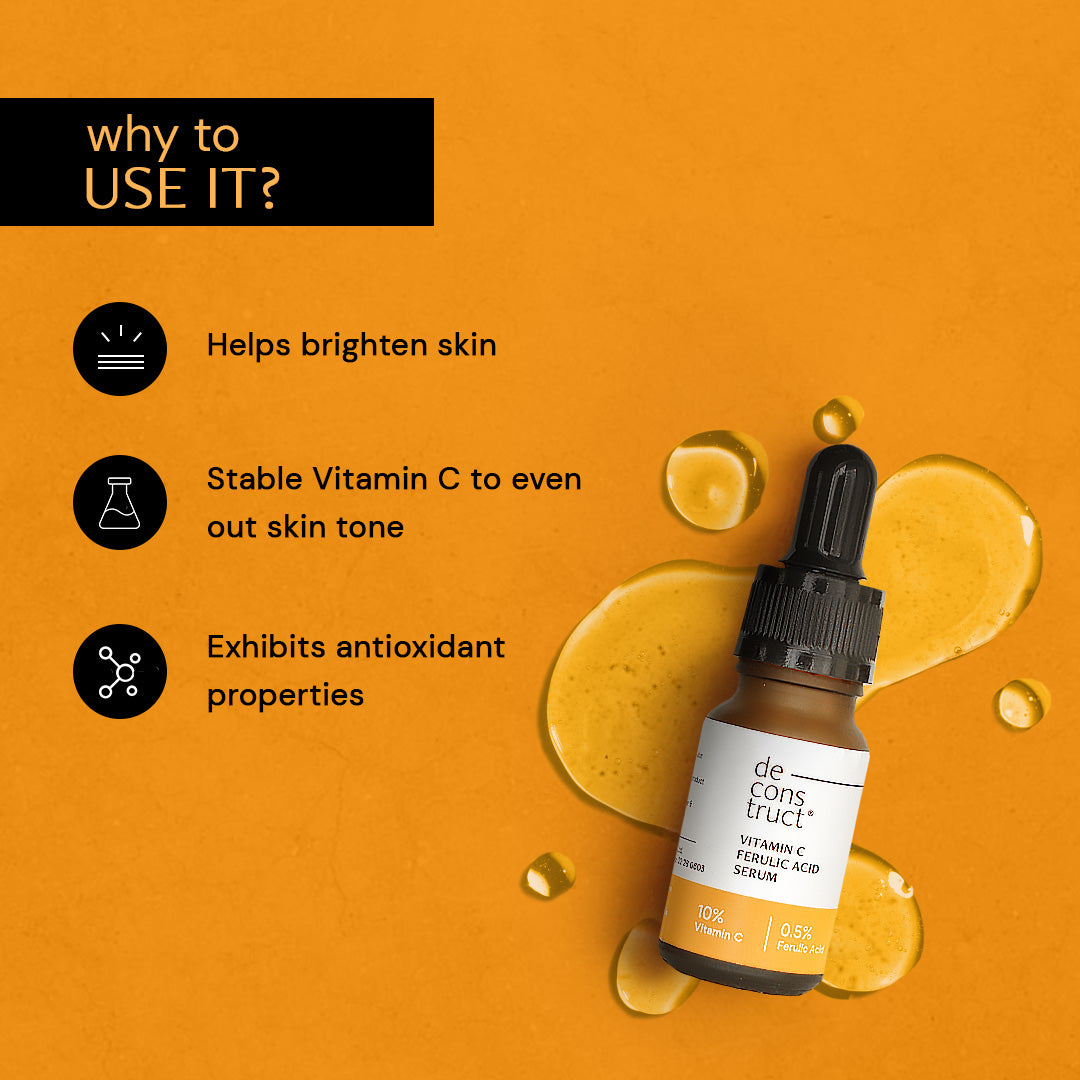 Vitamin C Mini Serum For Face - 10% Vitamin C + 0.5 % Ferulic Acid | Non-Irritating , Non-Sticky | 10ml