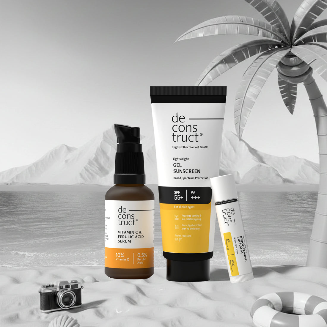 Daily Brightening Shield Trio - Vitamin C Serum + Gel Sunscreen + Brightening Lip Balm