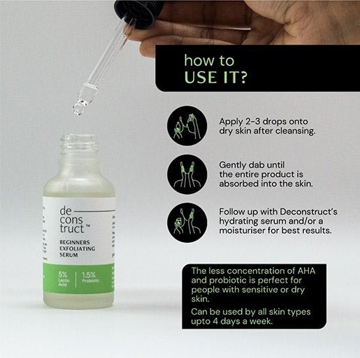 Beginners Exfoliating Serum - 5% Lactic Acid + 1.5% Probiotic - thedeconstruct
