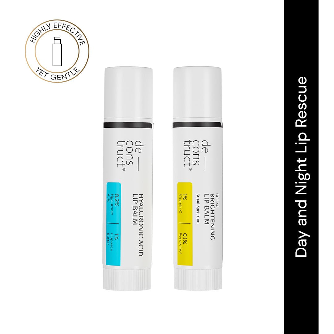 Day & Night Lip Care Duo | Brightening Lip Balm + Hyaluronic Acid Lip Balm - thedeconstruct