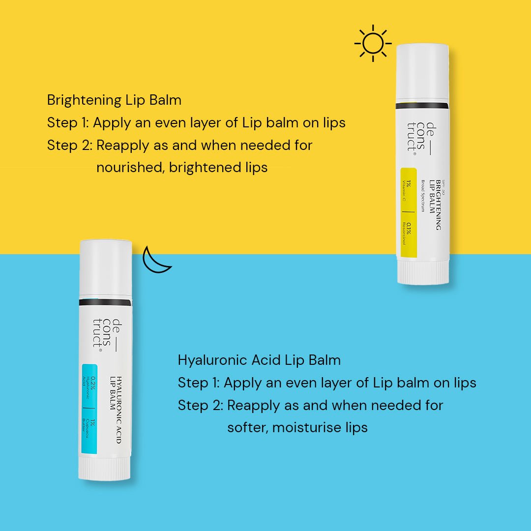 Day & Night Lip Care Duo | Brightening Lip Balm + Hyaluronic Acid Lip Balm - thedeconstruct