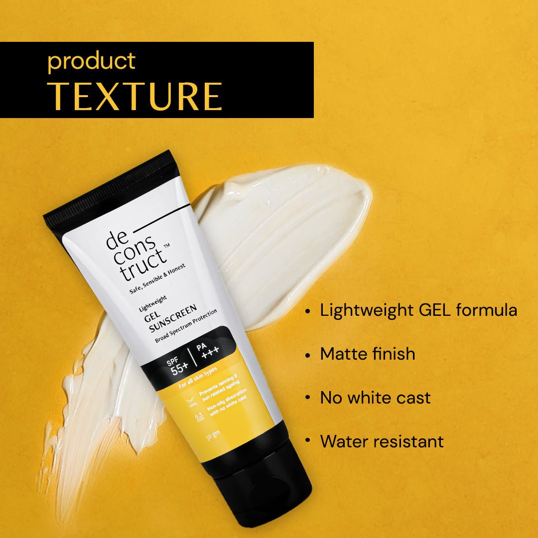 Gel Sunscreen - SPF 55+ and PA+++ | Water Resistant Sunscreen - thedeconstruct