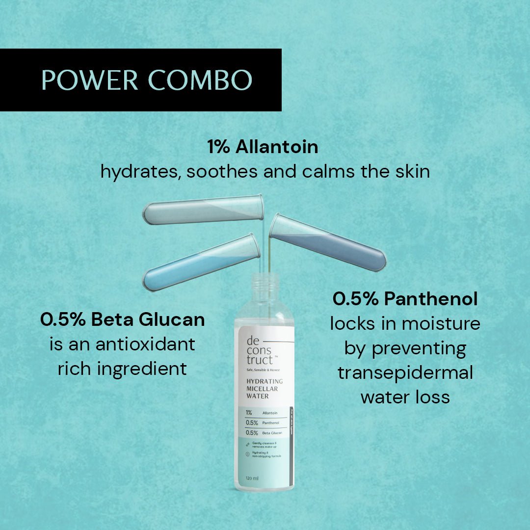 Hydrating micellar water - 1% Allantoin, 0.5% Panthenol, & 0.5% Beta glucan - thedeconstruct