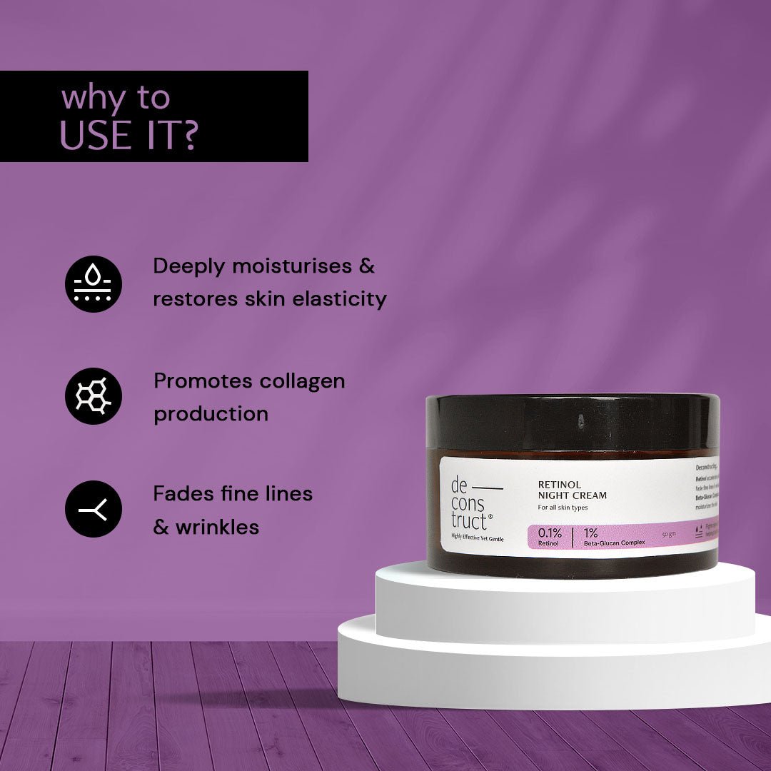 Retinol night cream - 0.1% Retinol + 1% Beta-Glucan Complex - thedeconstruct
