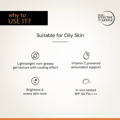 5% Vitamin C Gel Sunscreen for Oily Skin - SPF 50 PA++++ | In-Vivo Tested