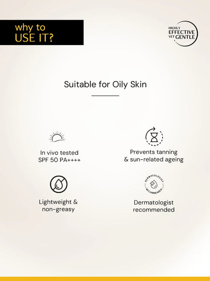 Gel Sunscreen for Oily Skin - SPF 50 PA++++(80 gm) | In-Vivo Tested