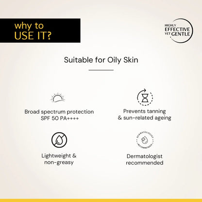 Gel Sunscreen for Oily Skin - SPF 50 PA++++(50 gm) | In-Vivo Tested