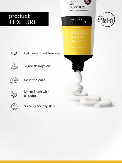 Gel Sunscreen for Oily Skin - SPF 50 PA++++(80 gm) | In-Vivo Tested