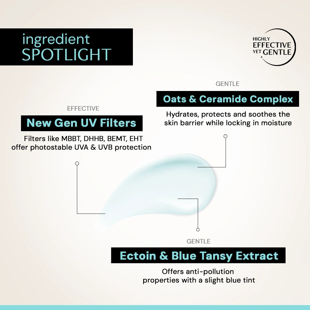Oats &amp; Ceramide Gel Sunscreen SPF 50 PA++++ for Sensitive Skin | In-Vivo Tested