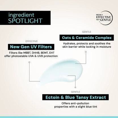 Oats &amp; Ceramide Gel Sunscreen SPF 50 PA++++ for Sensitive Skin | In-Vivo Tested
