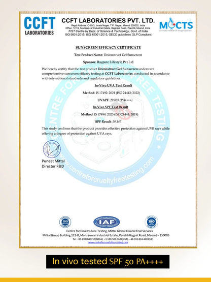 Gel Sunscreen for Oily Skin - SPF 50 PA++++(80 gm) | In-Vivo Tested