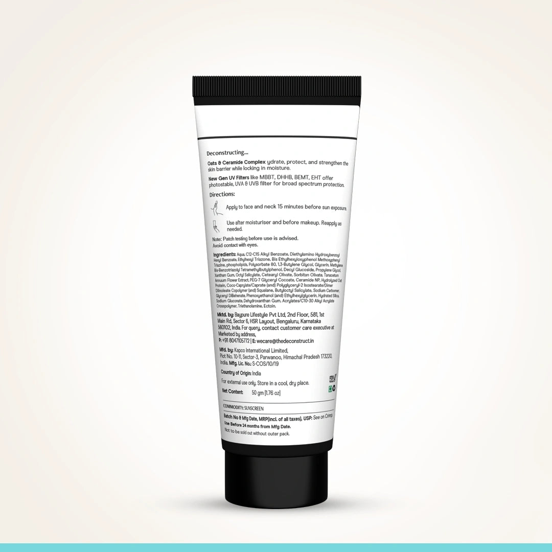 Oats &amp; Ceramide Gel Sunscreen SPF 50 PA++++ for Sensitive Skin | In-Vivo Tested