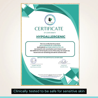Oats &amp; Ceramide Gel Sunscreen SPF 50 PA++++ for Sensitive Skin | In-Vivo Tested