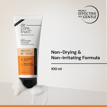 Vitamin C Brightening Face Wash – 0.5% Vitamin C + 2% Niacinamide | Brightens Dull Skin &amp; Reduce dark spots | Non-Drying &amp; Non - Irritating Formula
